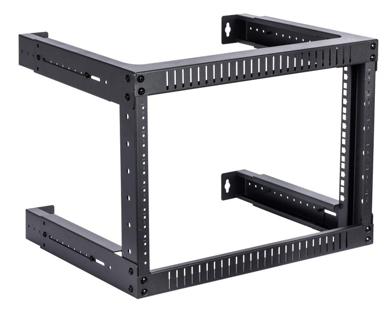 Kenuco 6U Adjustable Depth Wall Mount Open Frame Steel Network Equipment Rack 17.75 Inch Deep - Image 1